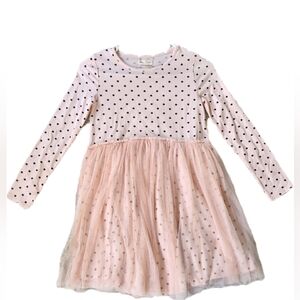 Tucker + Tate Polka Dot Pink Tulle Long Sleeves Girls Dress, Size 8, NWOT